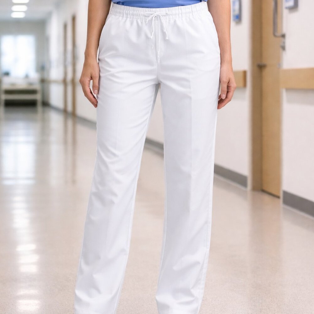 ICU by Barco Unisex White Scrub Pants Drawstring Medical Uniform sz Small NWT